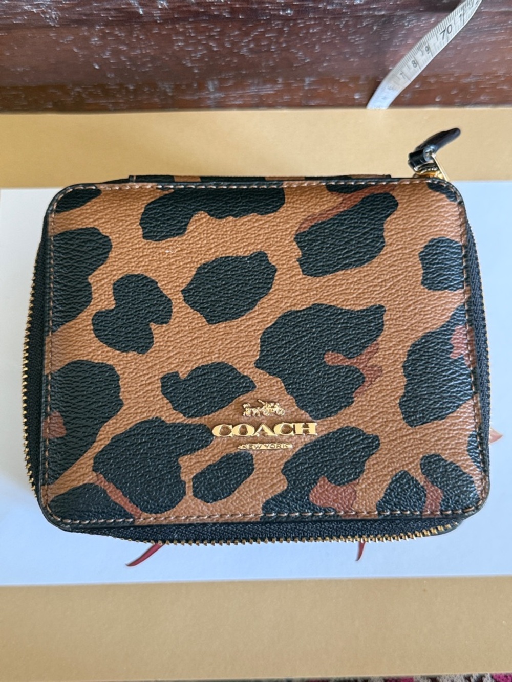 Coach Leopard Print Zip jewelry organizer - Brown & Black